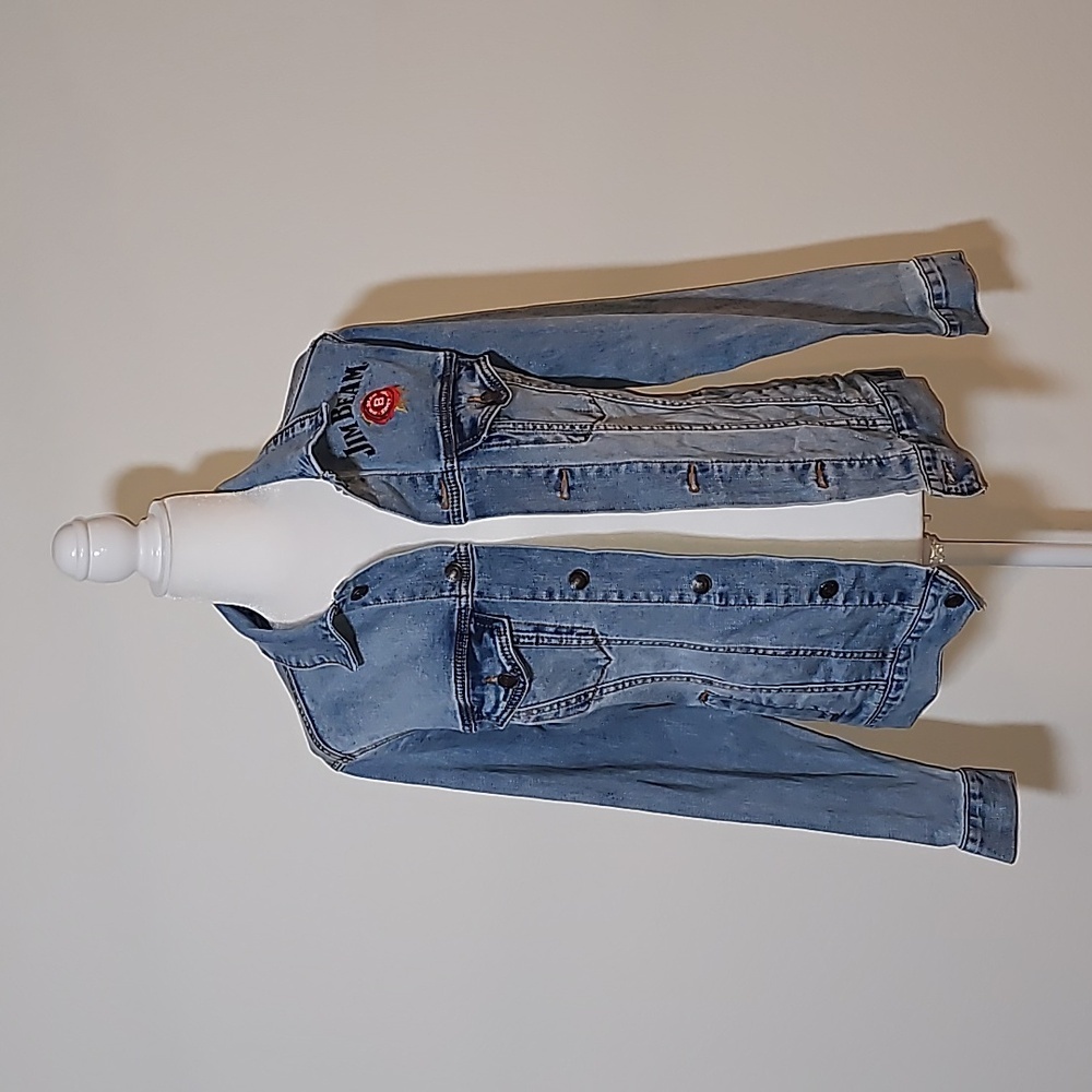 Jim Beam Trucker Jacket Coat Blue Jean Denim Button Down Faded Bourbon Whiskey S